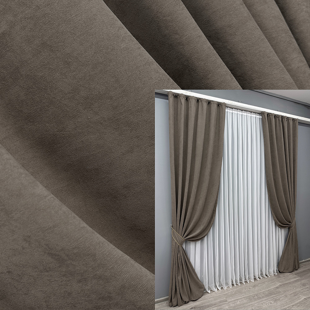 Комплект готовых штор VR-Textil Микровелюр Petek YL № 1707ш Какао 150х295 см 2 шт (33-0606) Киев - изображение 1