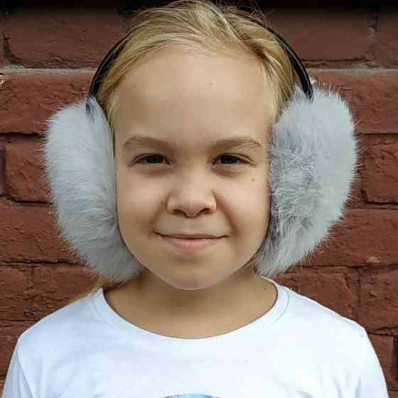 Хутряні навушники дорослі з кролика Світло-сірий Харків