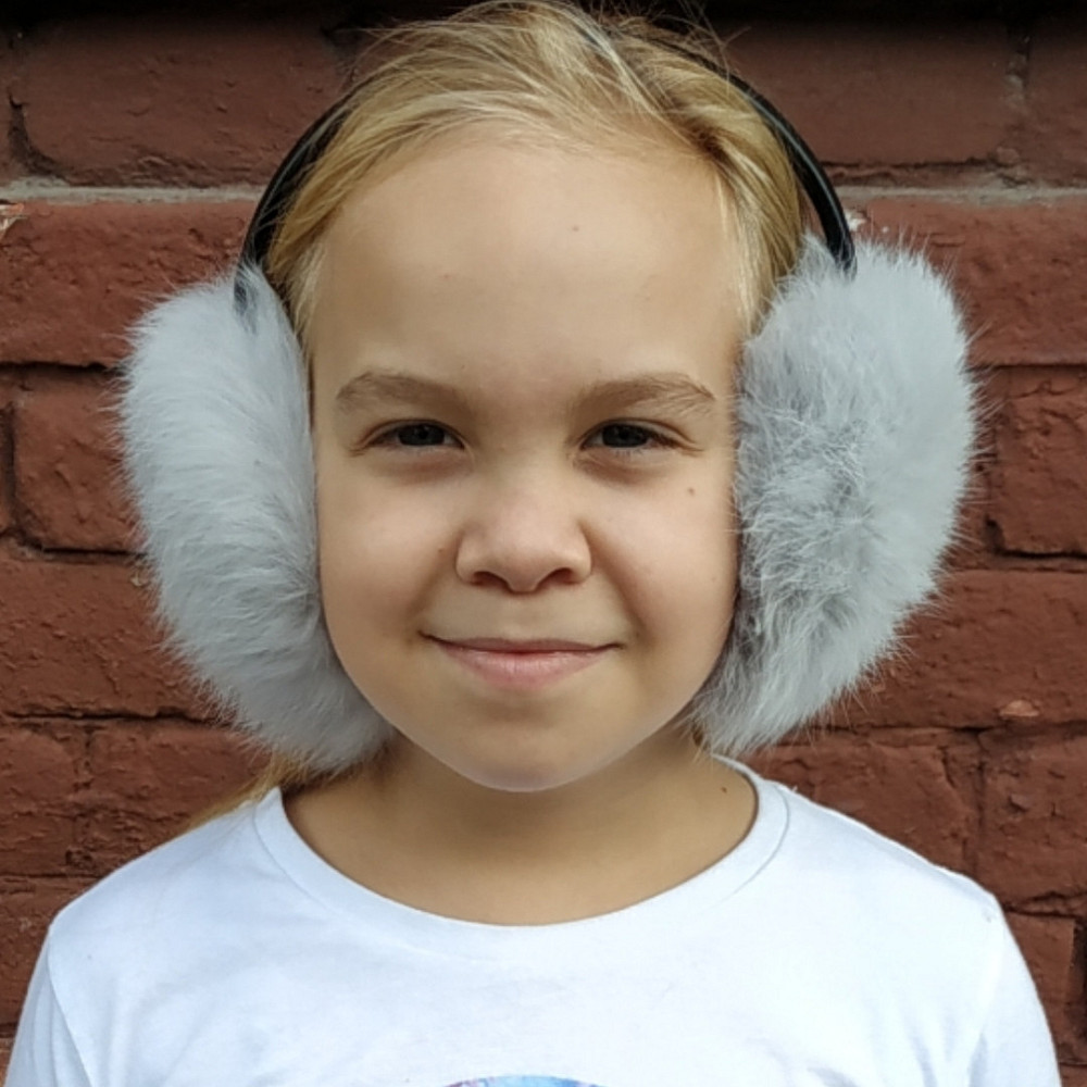 Хутряні навушники дорослі з кролика Світло-сірий Харків - фото 2