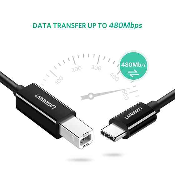 Кабель для принтера USB type C 2.0 - USB type B Ugreen US241 80811 (Чорний, 1м) Николаев