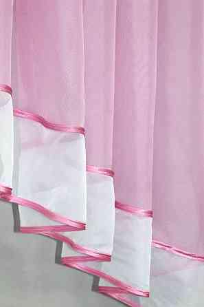 Кухонний комплект VR-Textil № 062к шторка з ламбрекеном рожевий з білим 200х170 см (50-862) Київ