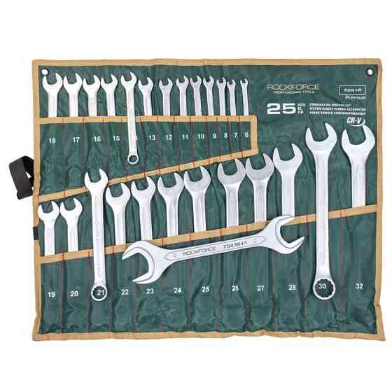 Набір ключів комбінованих 6-32 мм і ключ ріжковий 36х41мм, набір 25+1 предметів ROCKFORCE RF-5261P+1 Одеса