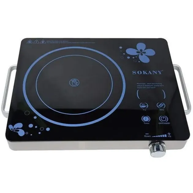 Інфрачервона плита Sokany SK-3568 Wood, 1 конфорка, 2000 Вт, сенсорне управління, компактна Одеса - фото 3