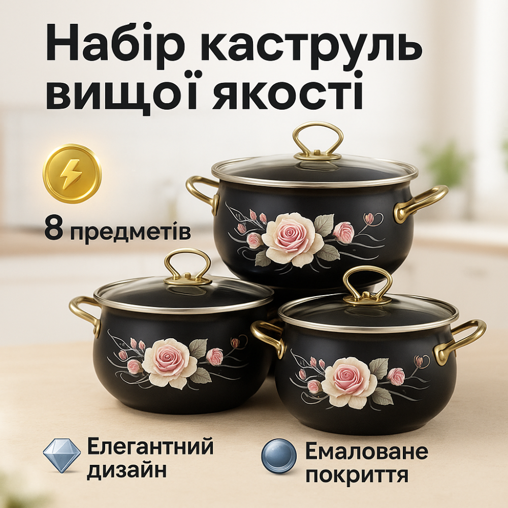 Набор кастрюль хорошего качевства, Набор посуды кастрюли, Комплект кастрюль, Кастрюли с крышками OM-53 Львов - изображение 2