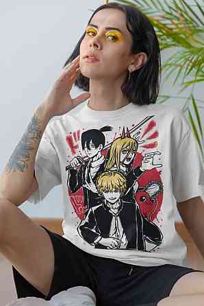 Футболка мужская аниме Человек-бензопила оверсайз (S/M/L) Черний AnimeJ1207 Днепр