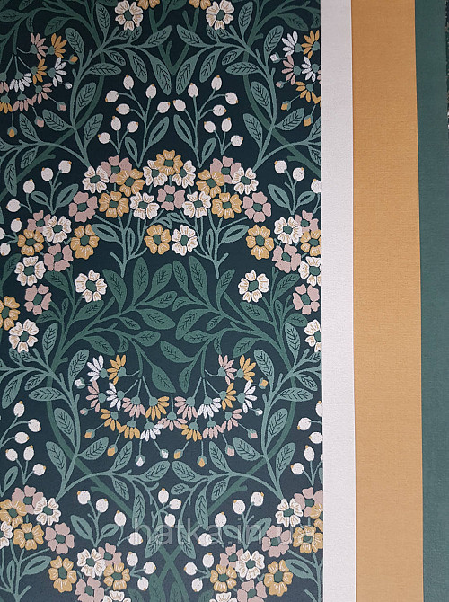 Шпалери флізелінові еко Rasch Sophia 0.53х10 рослинний принт квіти листя маленькі польові на зеленому Київ - фото 3