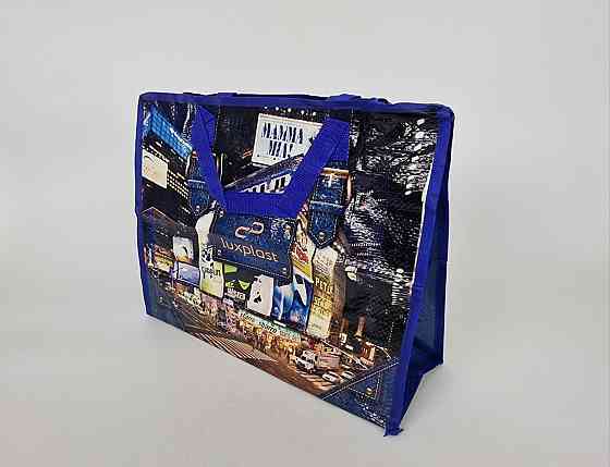 Сумка полипропиленовая на змейке с цветным рисунком  (36*34) Ночной город (1 шт) Харьков