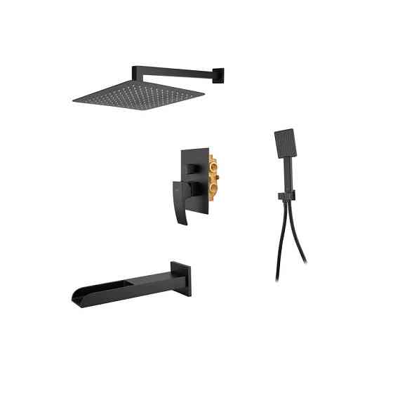 Вбудована душова система із змішувачем водоспад Koer KB-68007-05 (Колір чорний) (KR3467) Київ