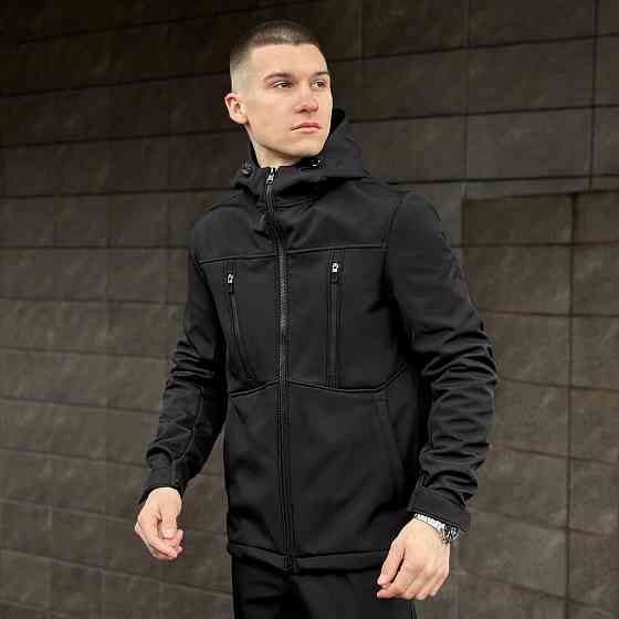 Чоловіча чорна куртка із софтшеллу весняна Pobedov Setup XL Київ