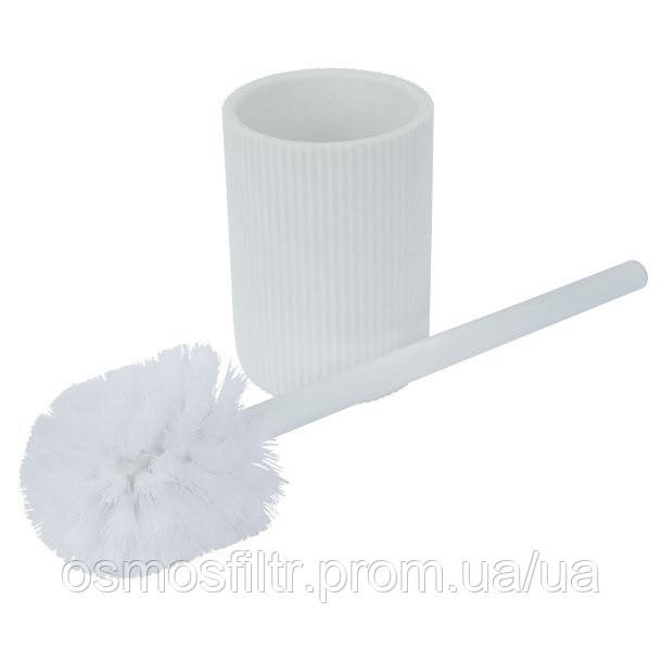 Гарнітур для WC Axentia Samos білий полігума щітка нерж  Ø 9,5 см Н 37,5 см (135836) Київ - фото 2