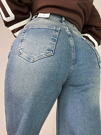 Джинси жіночі Zeo Basic 4741 palazzo jeans висока талія широкі палаццо стрейчеві вінтажні блакитні,  Одеса - фото 7