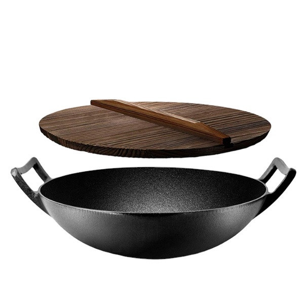 Чавунний вок (казан) 35.5*10см з дерев''яною кришкою GRILLI 9637 Код: 009637 Рівне - фото 2