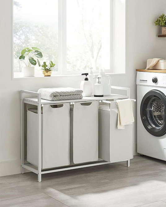 Кошик для білизни Leobert Chariot з трьома відділеннями 3 x 38л білий Киев - изображение 7