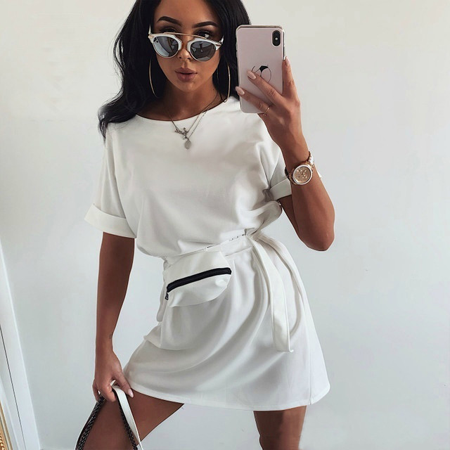 Женское летнее платье с сумочкой на поясе 