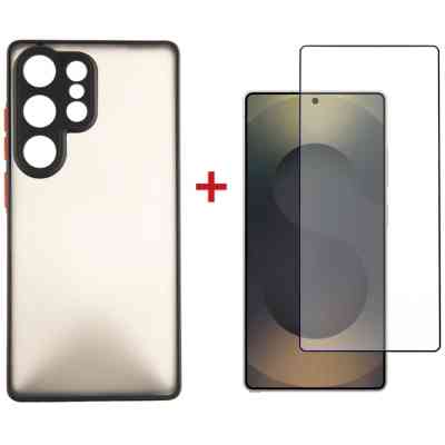 Чохол до мобільного телефона Dengos Kit Samsung Galaxy S25 Ultra Matte + glass (Black) (DG-KM-144) Вінниця