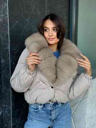 Жіночий пуховик із хутром Бежевий Світлий Соболь M Харків