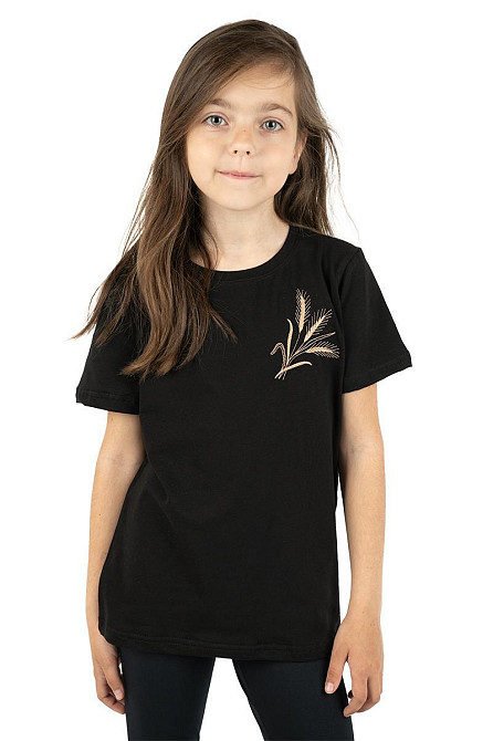 Футболка - вышиванка для девочки, черная х/б 116 Киев - изображение 1
