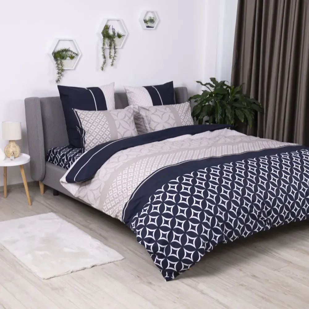 Постільна білизна полуторна бязь ТЕП SOFT DREAMS постіль полуторка з геометричним малюнком синій з сірим Одеса - фото 5