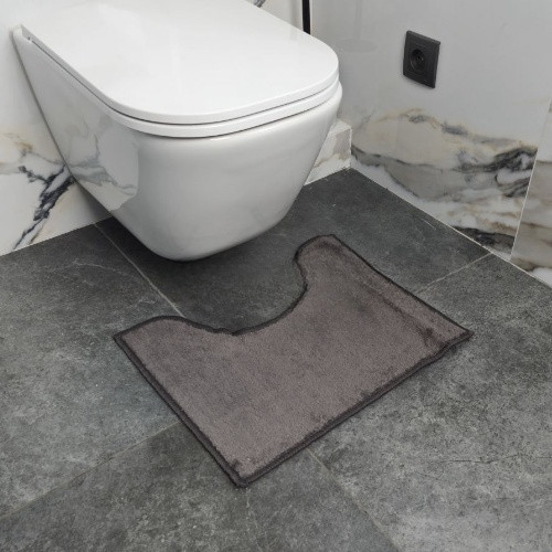 Набір килимків для ванної кімнати 2шт 50*80см+40*50см U-виріз Полоса Smile темно-сірий поліпропілен Дариана Житомир - изображение 4