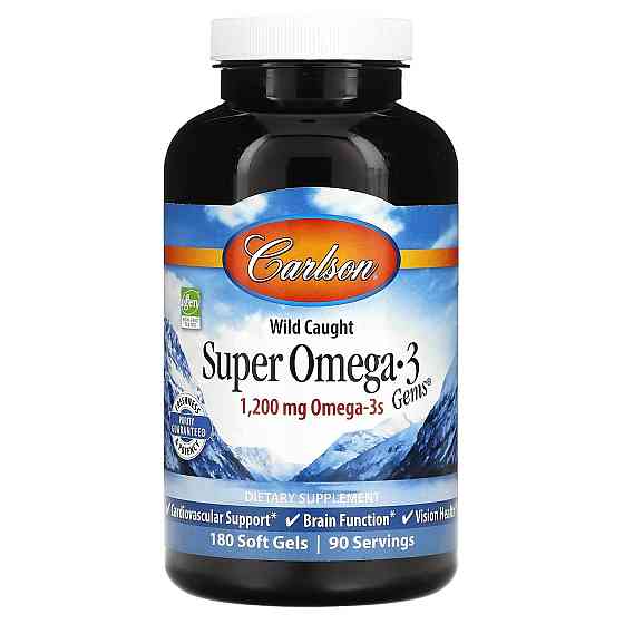 Рыбий жир (Super Omega-3) Carlson Labs, 1200 мг 100+30 капсул Київ