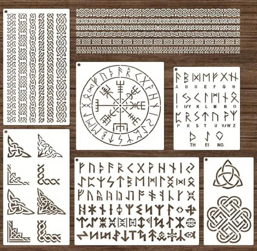 Набор из 6 многоразовых трафаретов рунической письменности для росписи кельтского алфавита. Киев - изображение 1