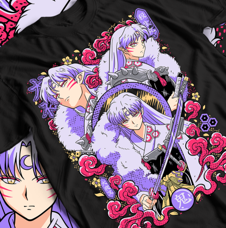 Футболка для мальчика аниме Інуйасха Кагоме Хигурасхи Сессхомару оверсайз (рост от 165 до 180 ) Черний AnimeJ0715m Днепр