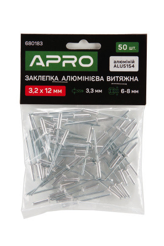Заклепка алюмінієва витяжна 3.2х8мм 50 шт. APRO Рівне - фото 1