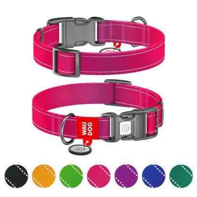Ошейник для животных WAUDOG Nylon Mono с QR паспортом, пластиковый фастекс M розовый (52107) Винница