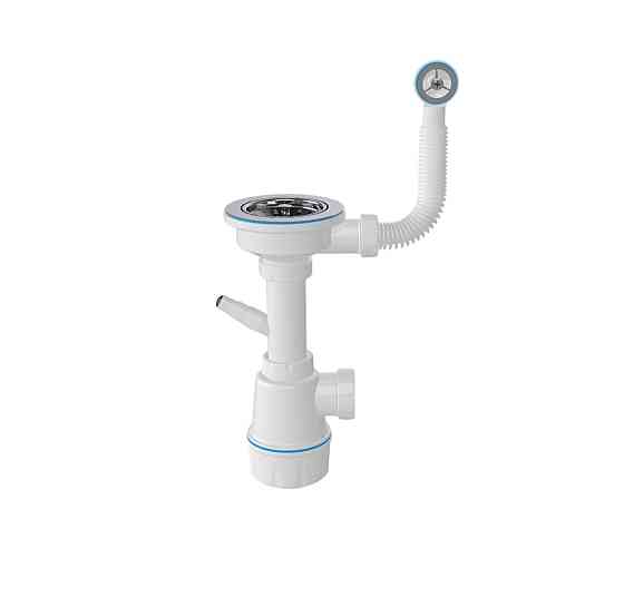 VALESO Комплект: Мийка ARIA 5851 біла в крапку + Змішувач 56 B NESP білий в крапку + Сифон 1041 Киев