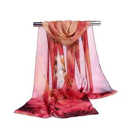 Женский шарф красно-кирпичный - размер шарфа приблизительно 145*46см, шифон Киев