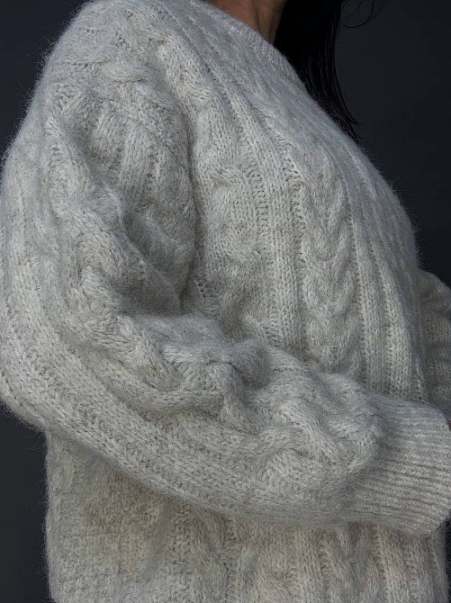 Светр жіночий A-N 3324 оверсайз крупна в’язка букле коси довгий one size, молочний, one size Київ - фото 15