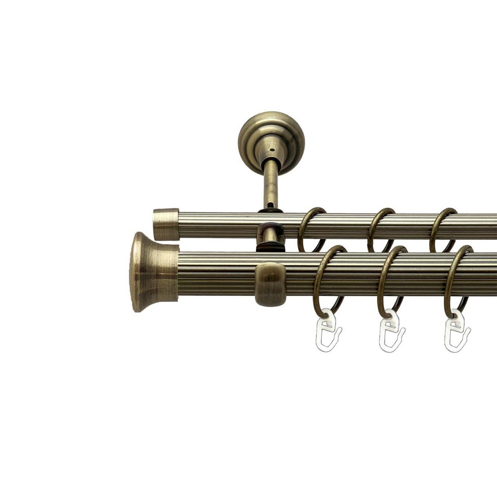 Карниз Orvit Дуо металевий дворядний відкритий рифлена труба кільце металеве Антик 25\16 мм 160 см Львов - изображение 1