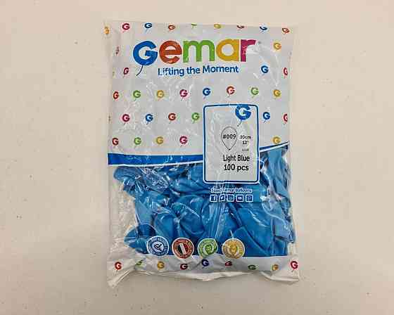 Повітряні кульки світло блакитні 12" (30 см) 100 шт Gemar (1 пач.) Харків