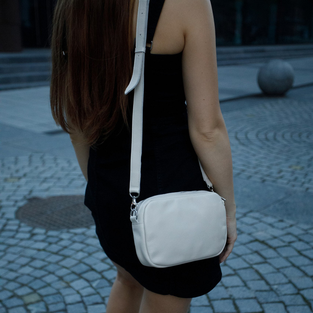 Сумка шкіряна жіноча, маленький клатч повсякденний з плечовим ременем класичний, бежевийMasterSem Київ - фото 8