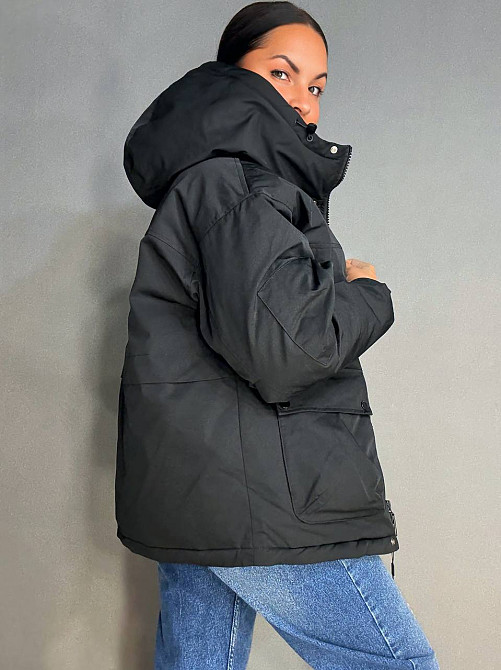 Куртка жіноча Snow Passion 6617 парка з капюшоном та кишенями оверсайз чорна, чорний, 48 Київ - фото 13