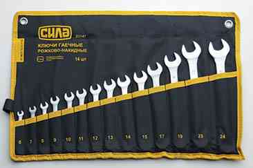 Набір рожково-накидних ключів CrV 6-24 мм у чохлі, 14 шт СИЛА Харків