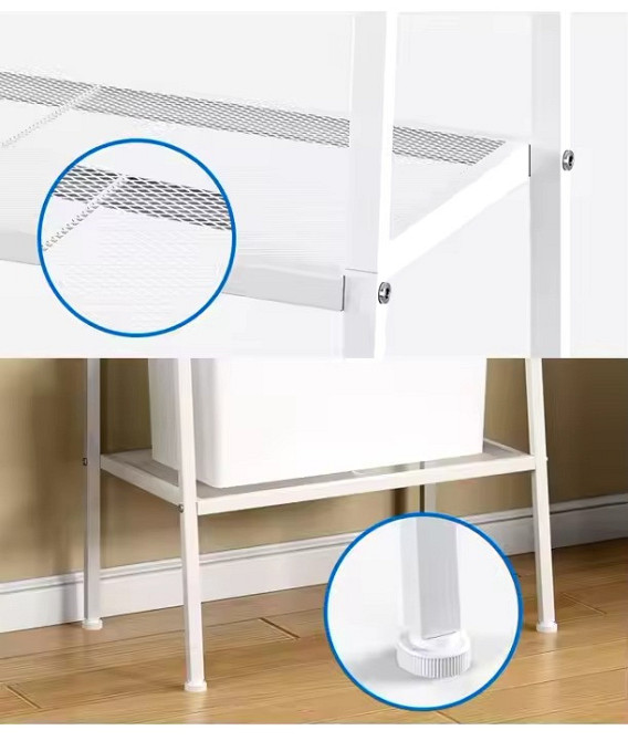 Стеллаж полка напольная на 3 яруса металлическая цвет белый высота 150 см Каменец-Подольский - изображение 3