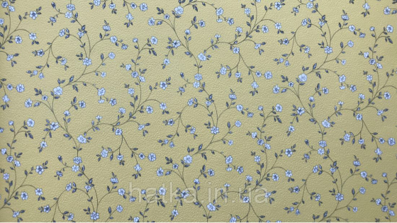 Шпалери вінілові на флізелін Petite Fleur 4 Rasch Texti 289206 на жовтому тлі білі квіти сірі гілочки Київ