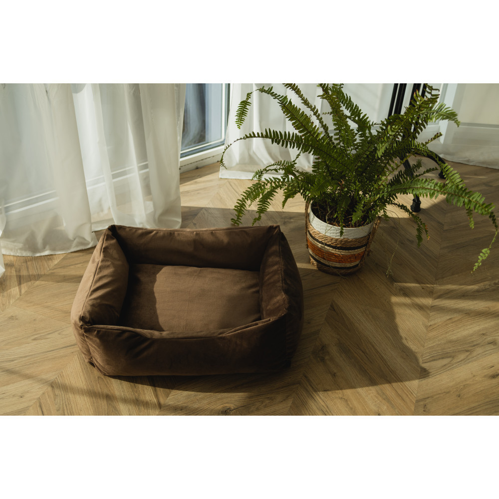 Лежанка для домашних животных собак и кошек велюр Incor Коричневый XXL (110/80/22) Киев - изображение 3