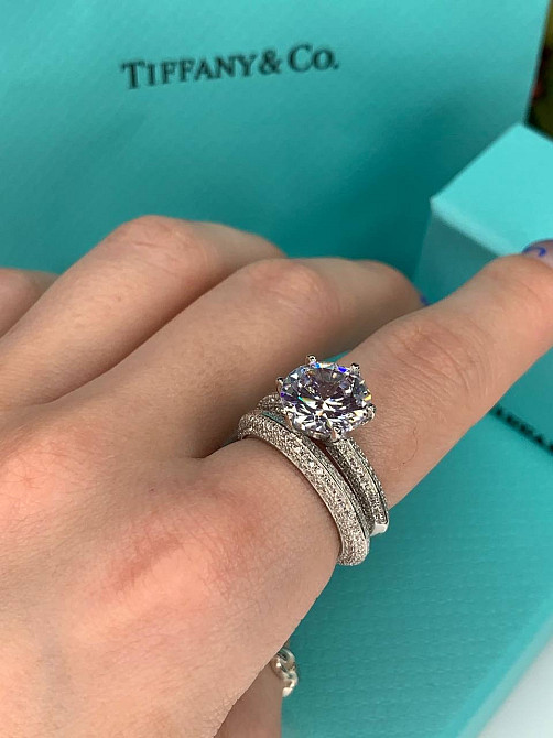 Tiffany подвійне кільце, срібло 925 з кубічним цирконієм / Тіффані срібне колечко Одеса - фото 7