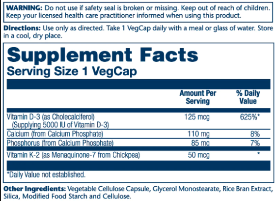Vitamin D3 + K2 5000IU - 60 vcaps Луцьк