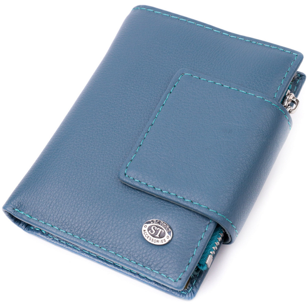 Жіноче портмоне з оригінальною монетницею з натуральної шкіри Бірюзовий (ST Leather) Київ - фото 11