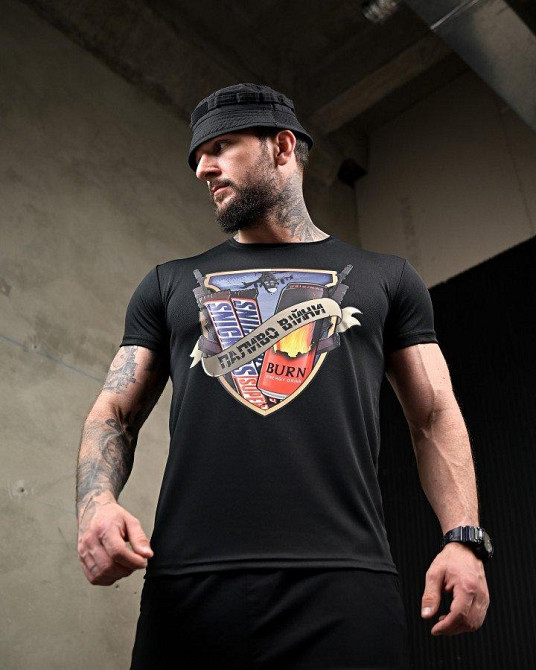 Тактическая потоотводящая футболка Паливо черная мужская дышащяя Одесса - изображение 5