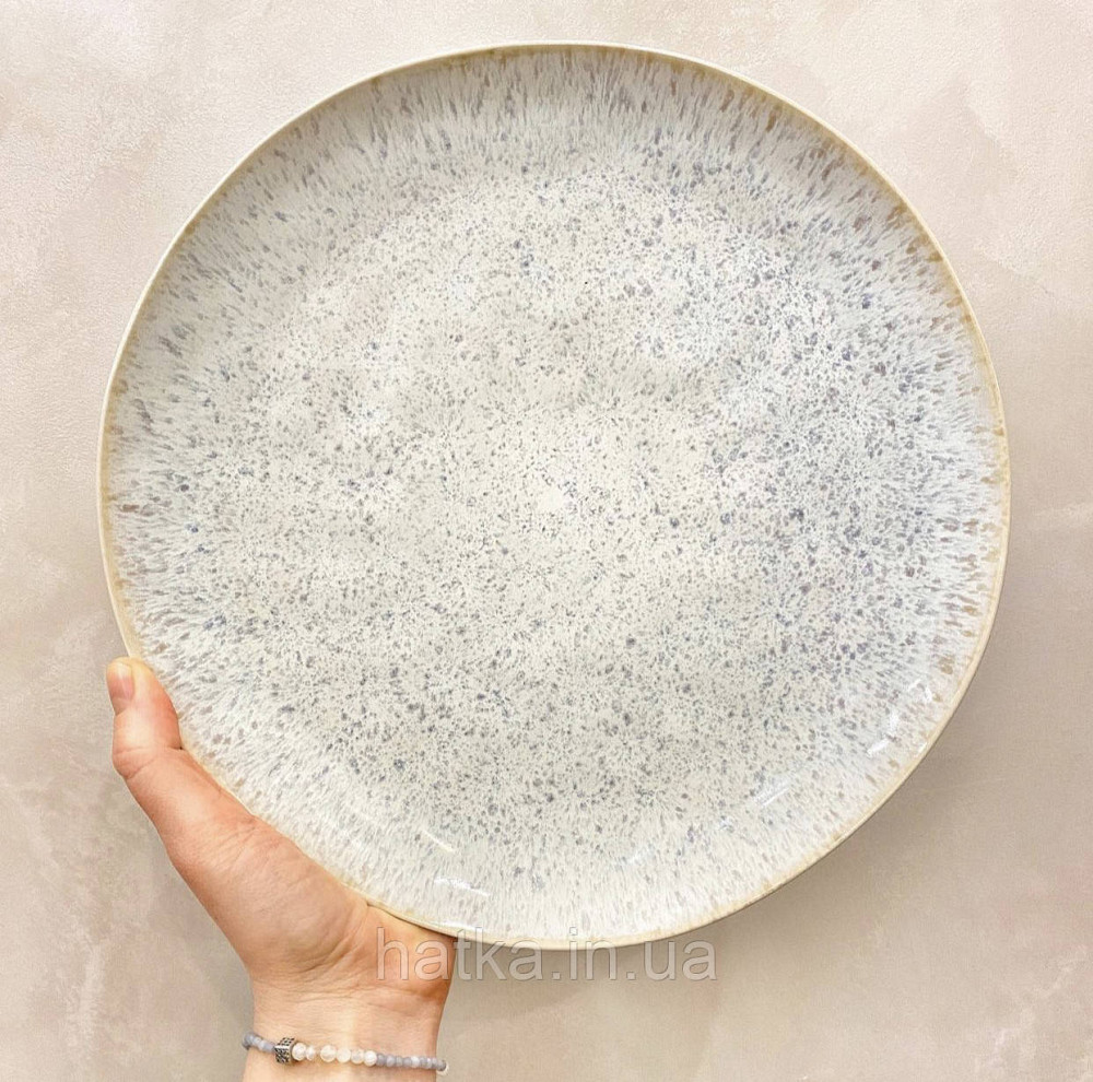 Тарілка велика страва Olens 27,5х3 см "Перепелина" кераміка бежева з домішками для дому та ресторанів Київ - фото 1