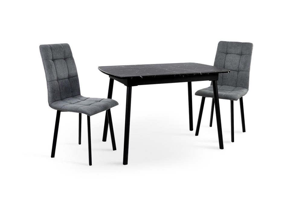 Стіл Соло 110(+35)*70 чорний метал/мрамор чорн Київ - фото 8