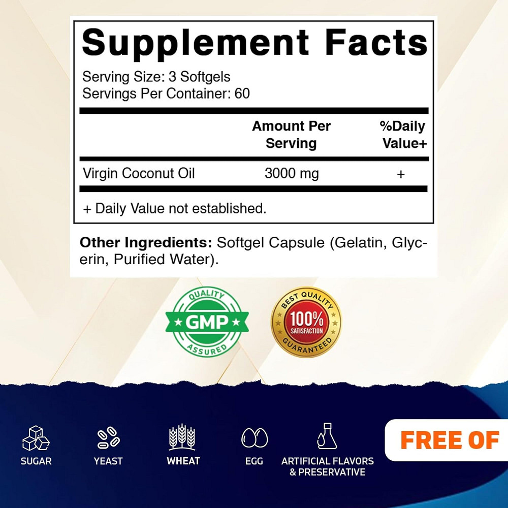 Virgin Coconut Oil, 180 Softgels (1,000 mg per Softgel) Луцк - изображение 2