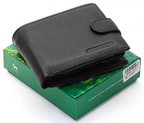 Чорне чоловіче портмоне з натуральної шкіри із візитницею Marco Coverna MC-2057-1 Київ