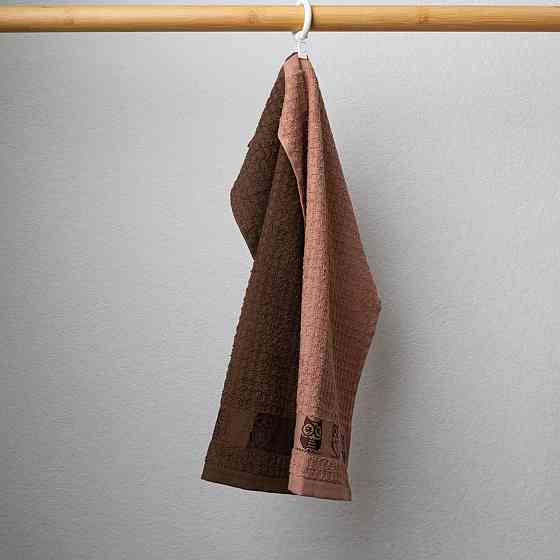 Набор кухонных махровых полотенец 2шт GM Textile 30x50см, 30x50см Совы 400г/м2 (Бежевый/Коричневый) Сумы