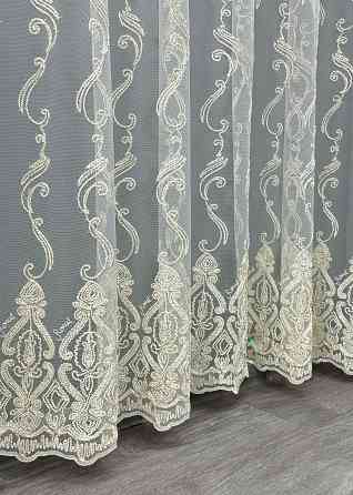 Тюль фатин с вышивкой Корд и люрексом Цвет молочный с золотистым 1852т Киев