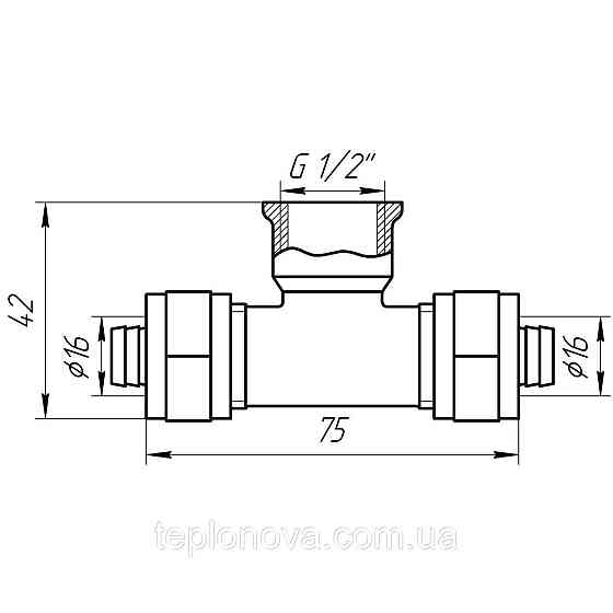 Тройник с внутренней резьбой APE 732 L 16x1/2″x16 ITALY Черновцы